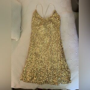 Hello Molly Shimmering Gold Sequin Dress